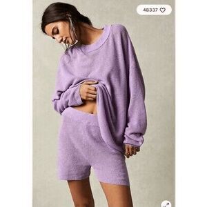 Free People Lavender Crew Neck Sweater